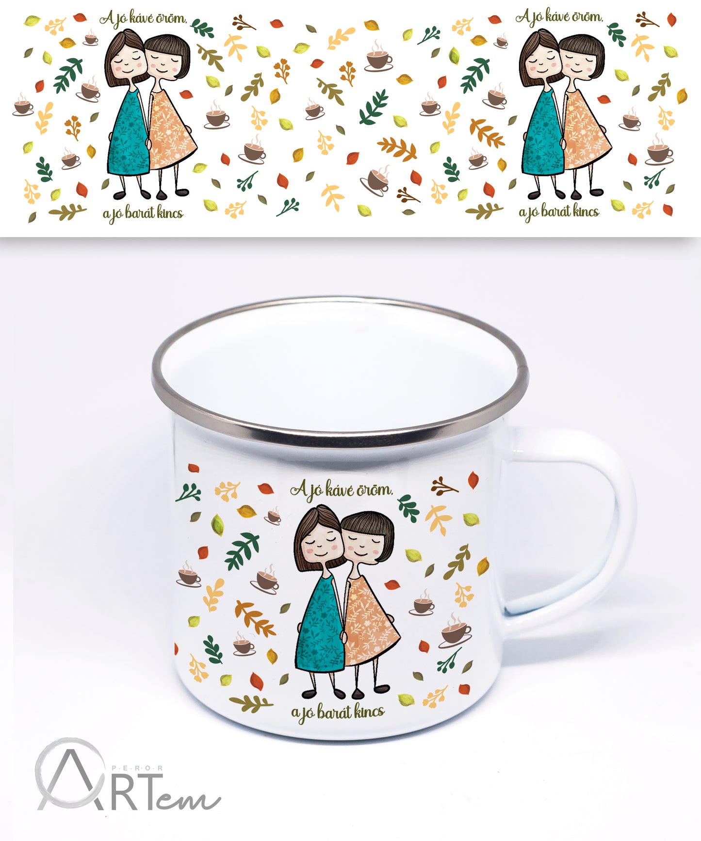 Barátos és kávés bögre