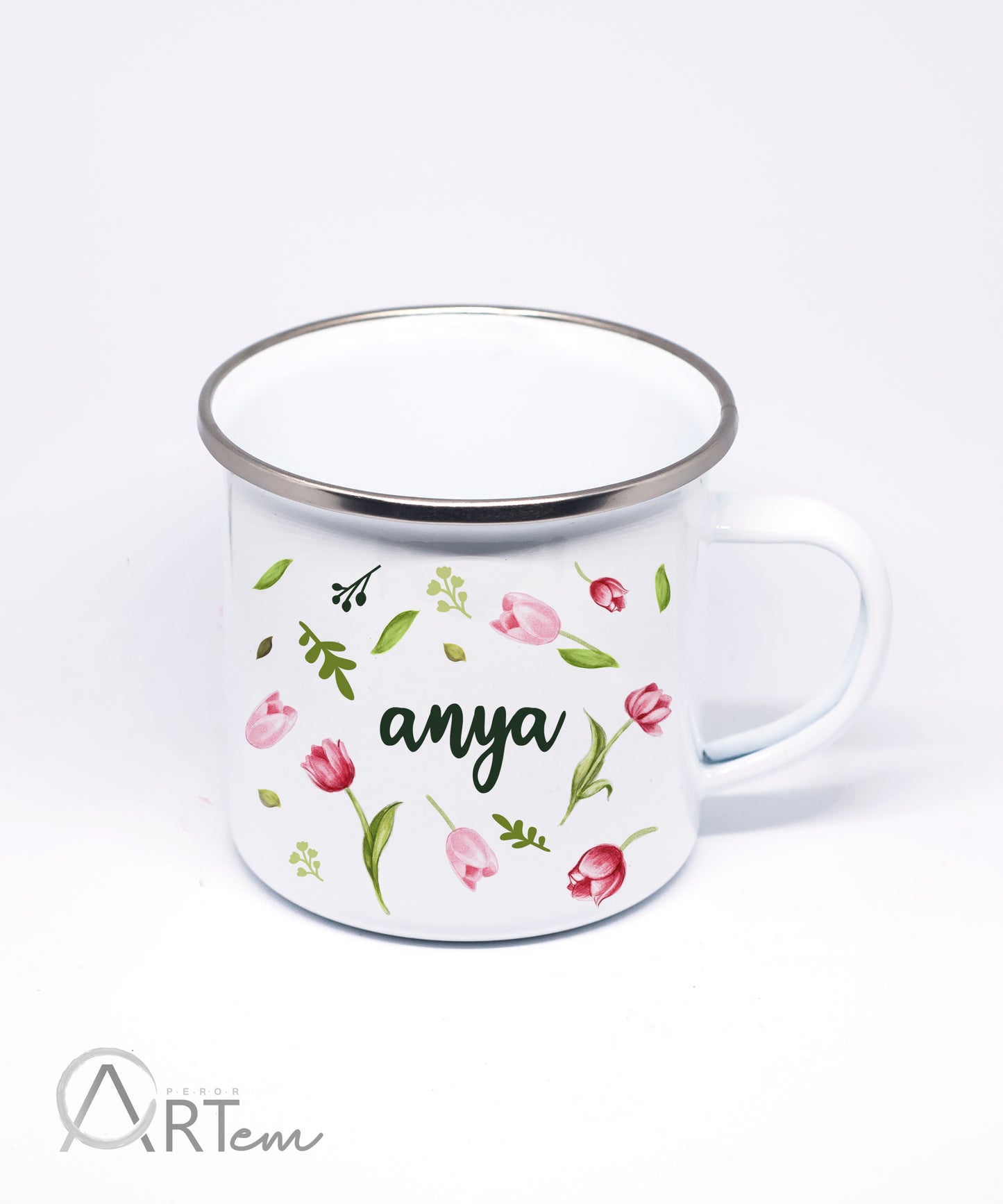 Anya bögre tulipán díszítéssel