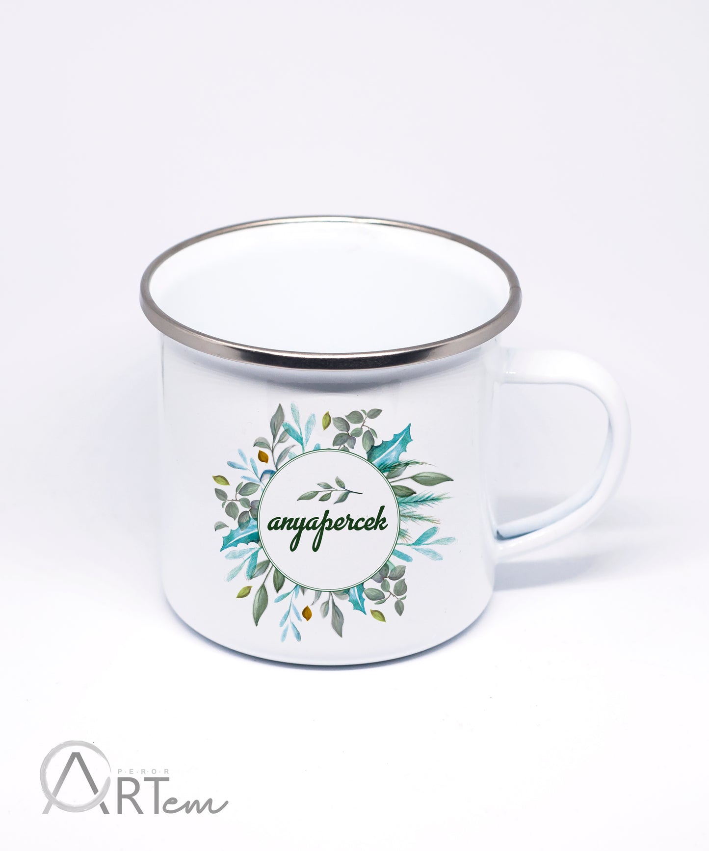 Anyapercek bögre leveles díszítéssel