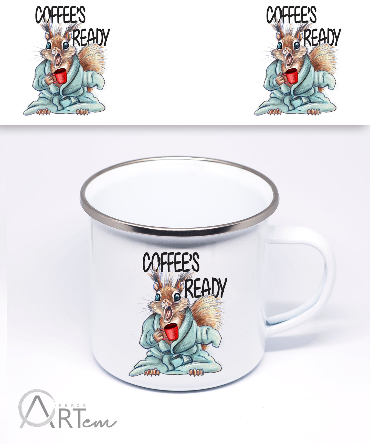 Kávézó mókus bögre