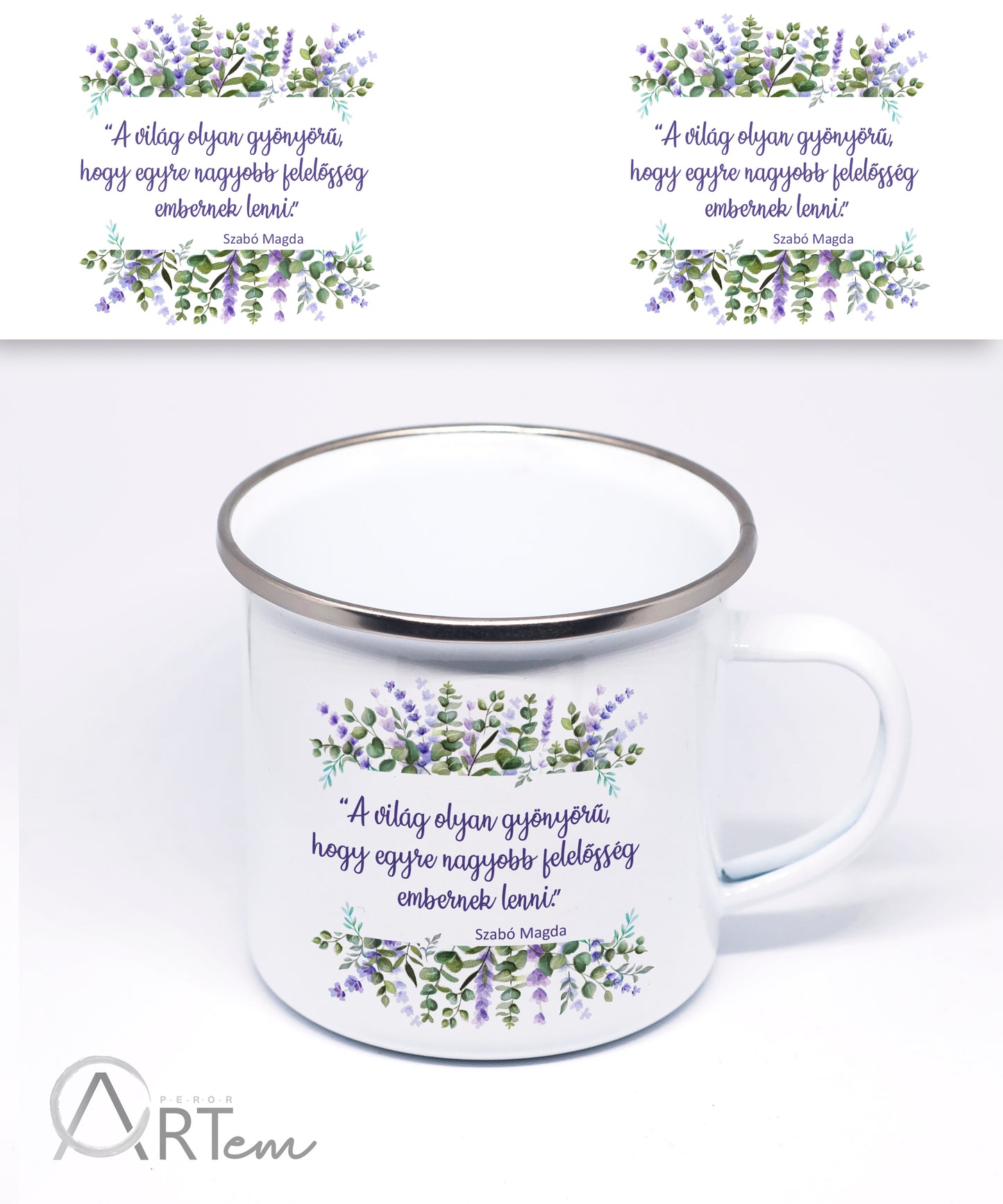 Levendulás bögre idézettel
