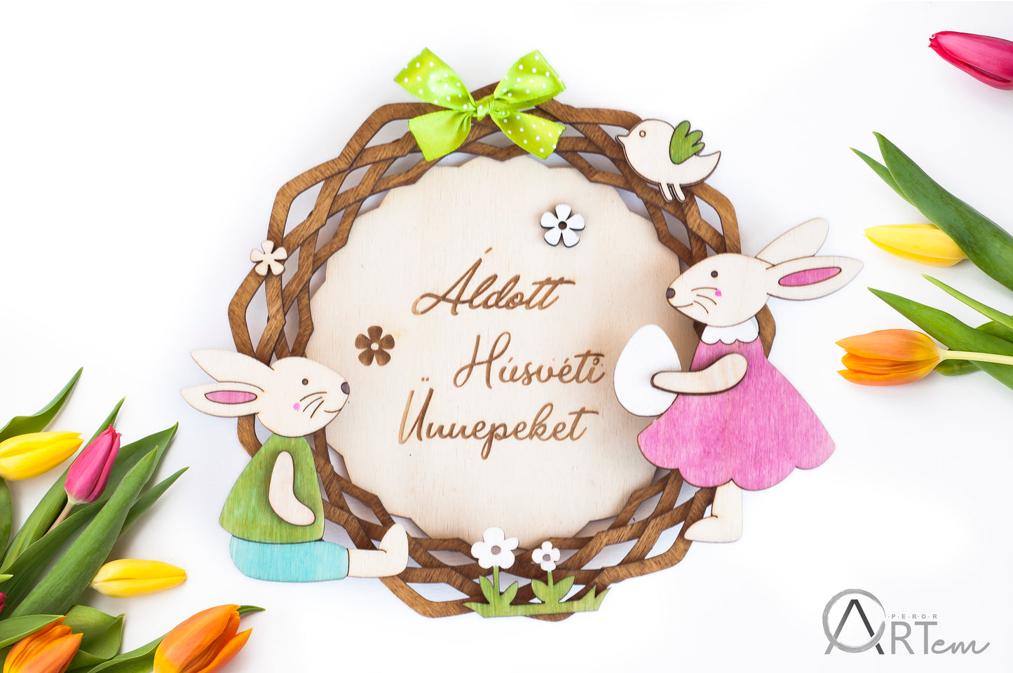 Húsvéti ajtódísz nyuszi párral