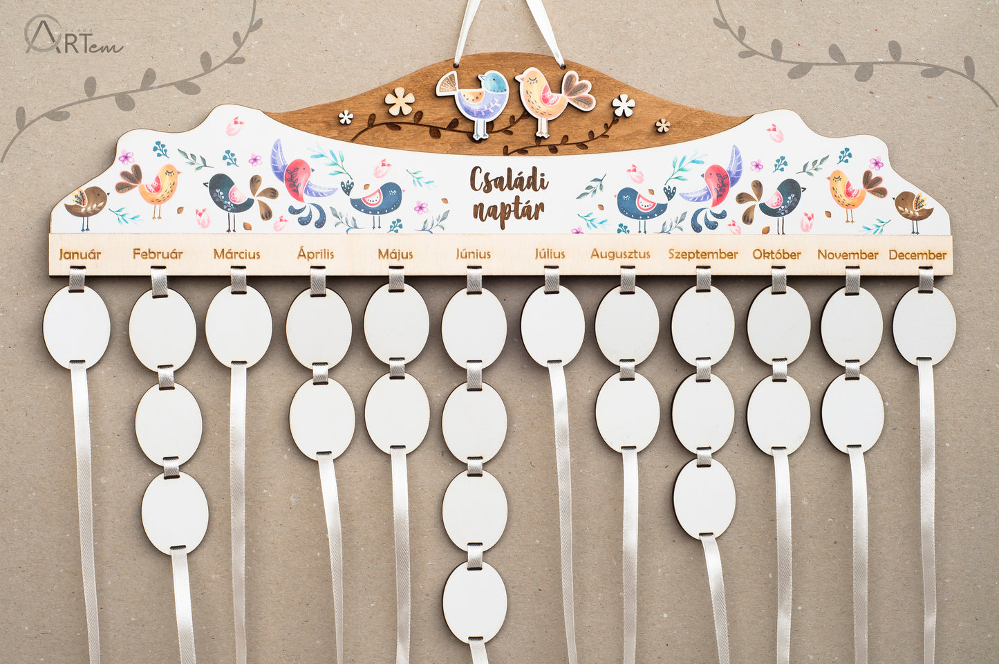 Családi naptár madárkákkal