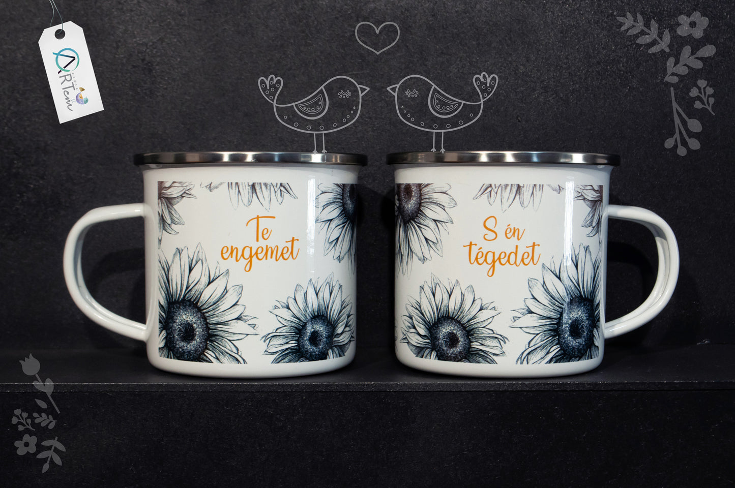 Páros bögre napraforgókkal