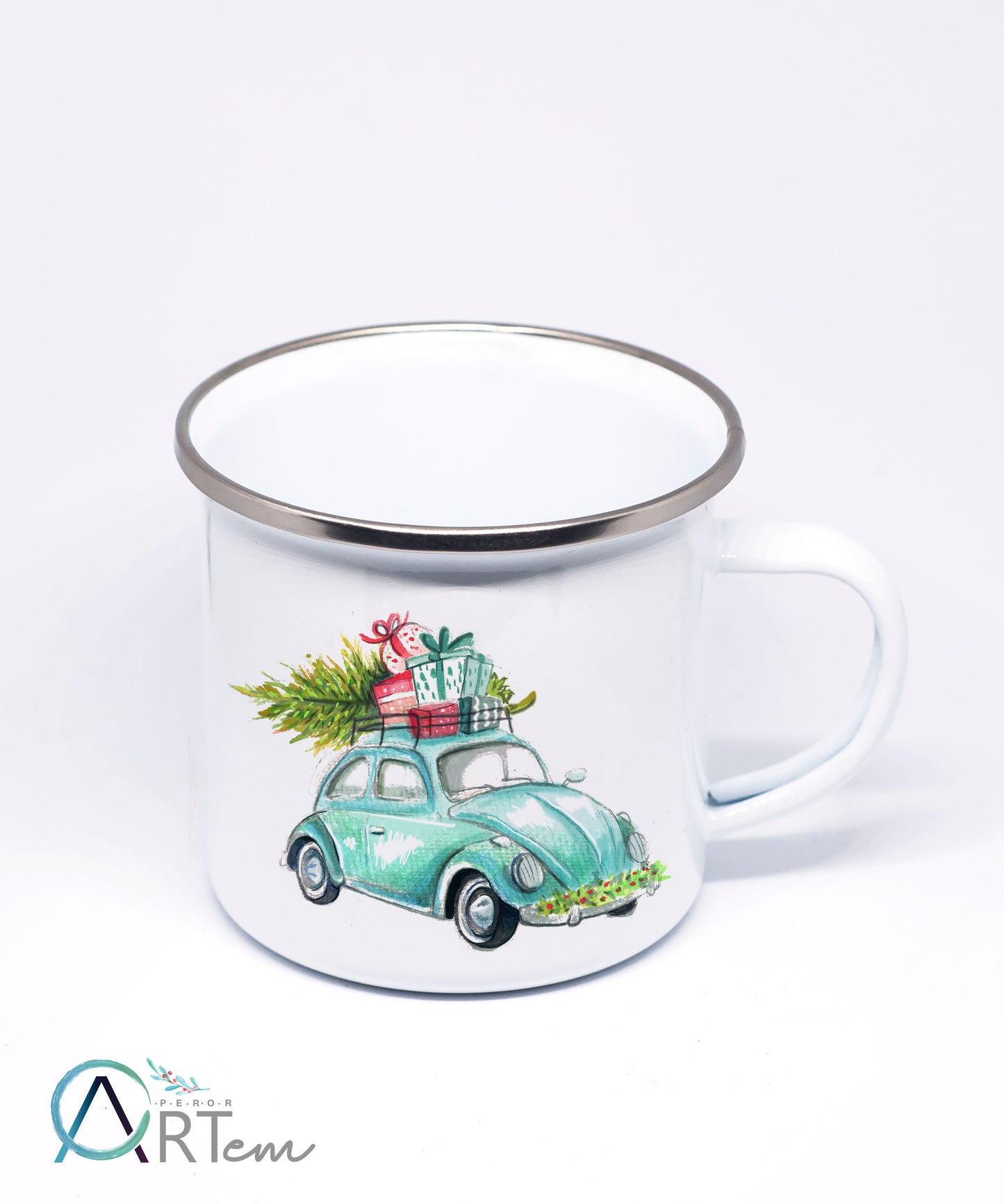 Zöld bogaras karácsonyi bögre