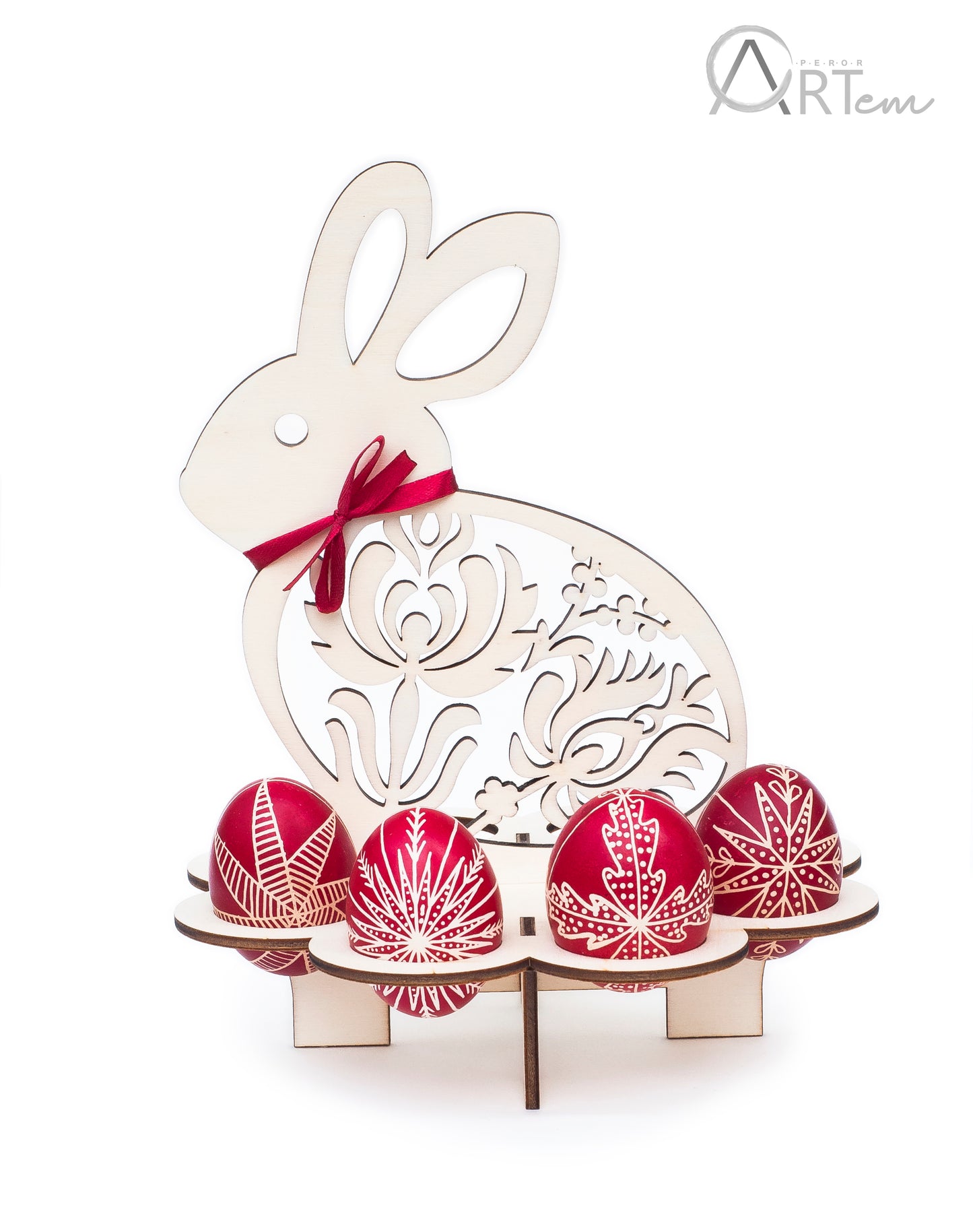 Húsvéti nyuszis tojástartó népi mintával