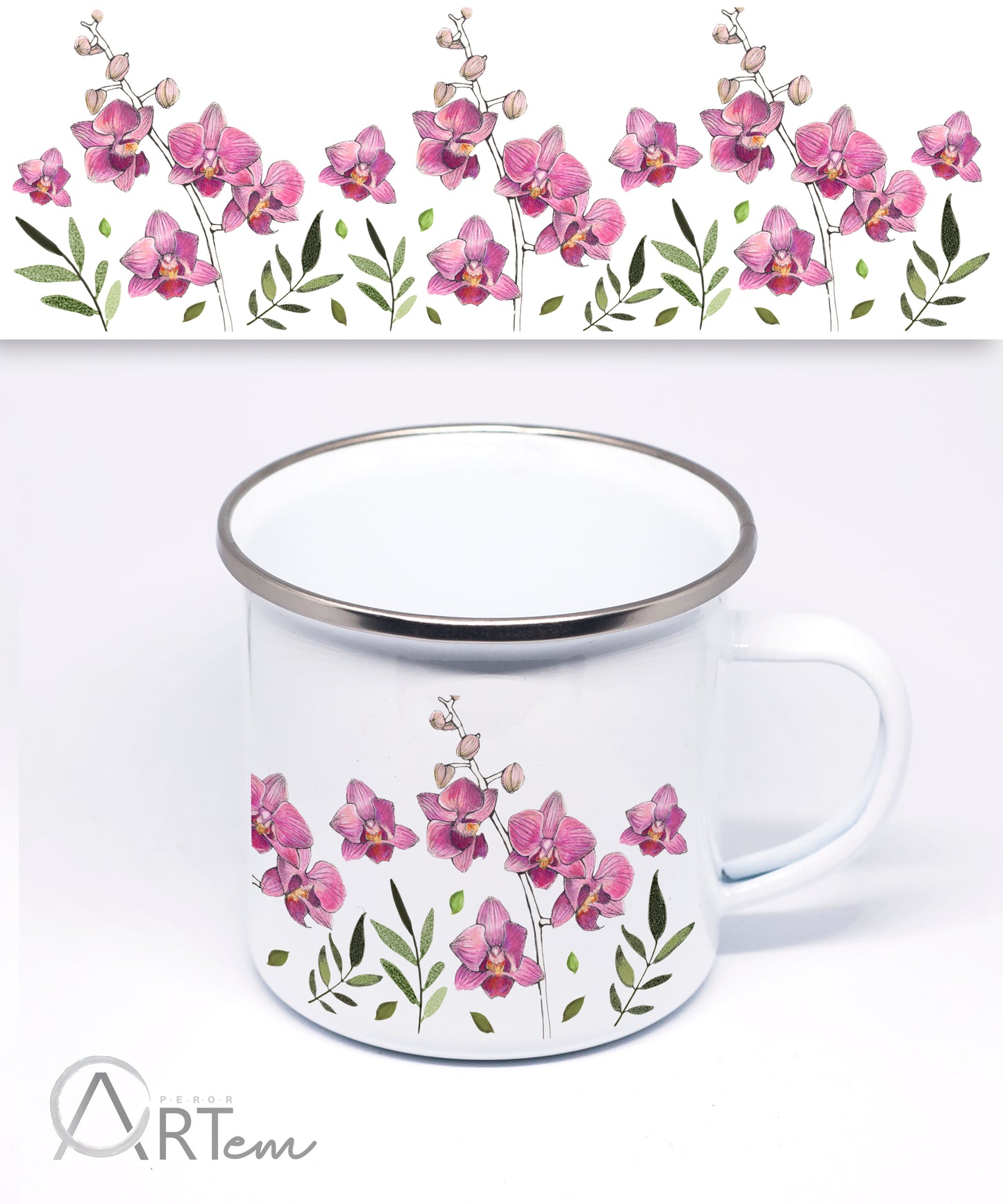 Orchideás bögre
