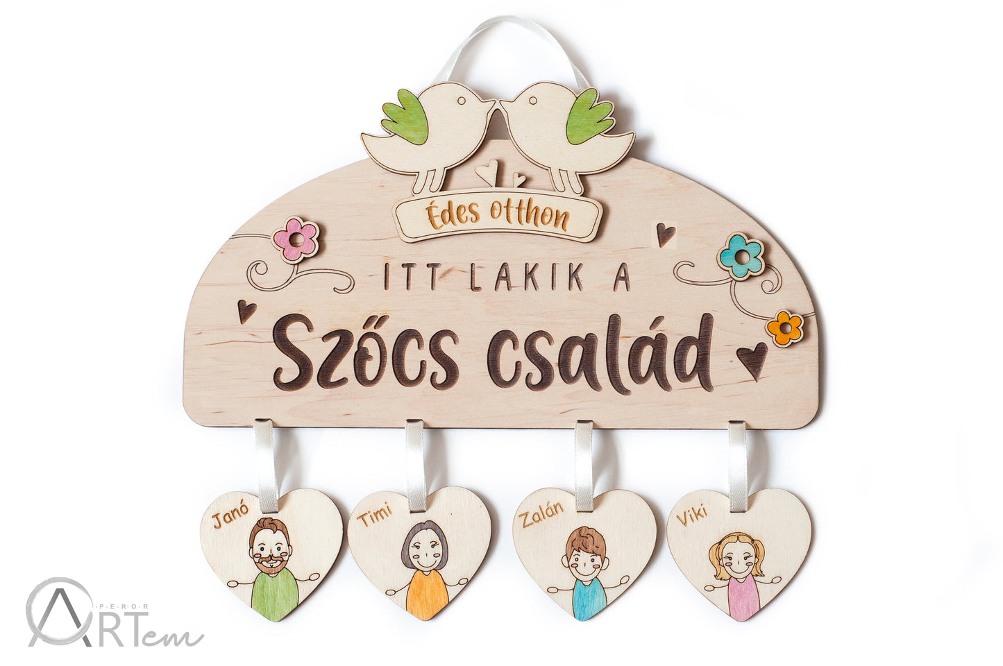 Figurás ajtódísz madárkákkal