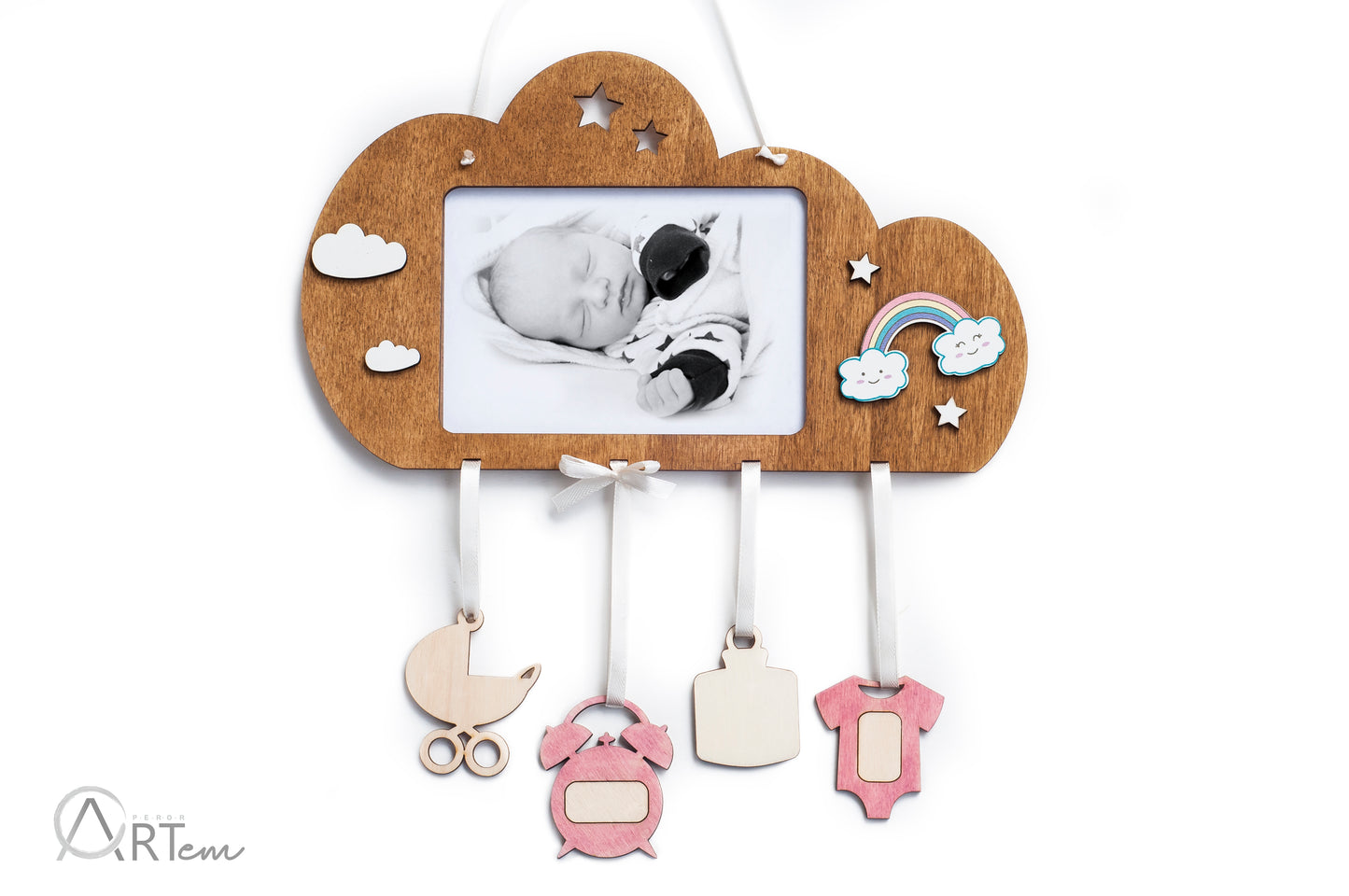 Felhős képkeret újszülött babáknak