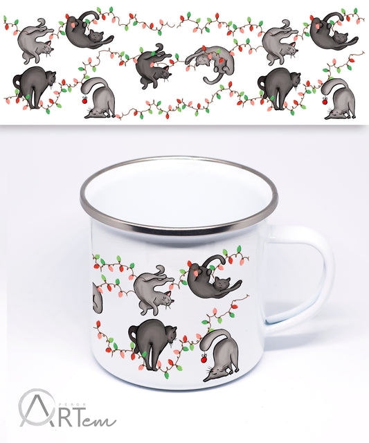 Girlandos bögre cicákkal