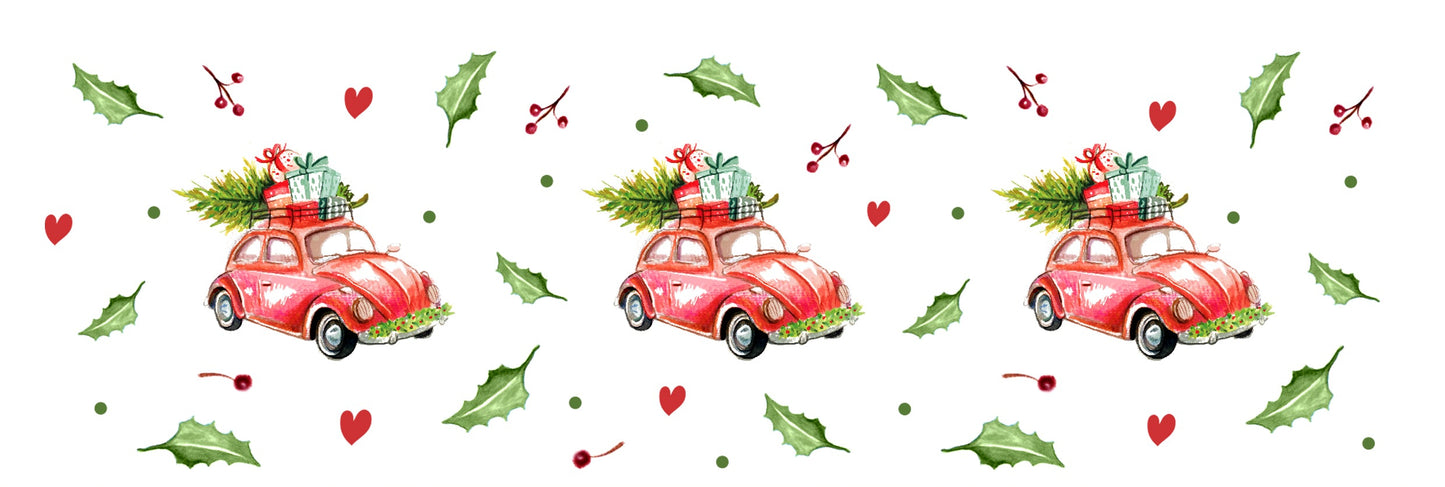 Karácsonyi bögre piros bogár autóval