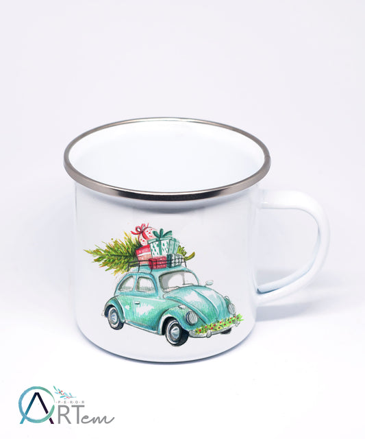 Zöld bogaras karácsonyi bögre