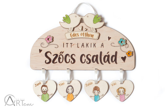 Figurás ajtódísz madárkákkal