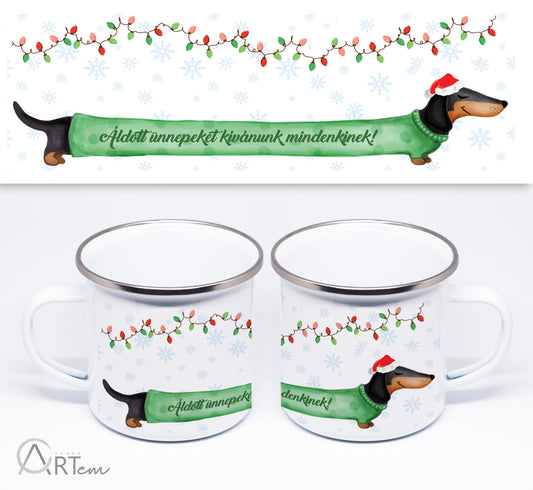 Tacskós bögre girlanddal és felirattal